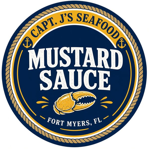 Capt. J's Seafood Mustard Sauce lid label